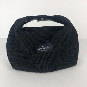 Kate Spade Black Button Top-Handle Cosmetic Bag with Zip Closure